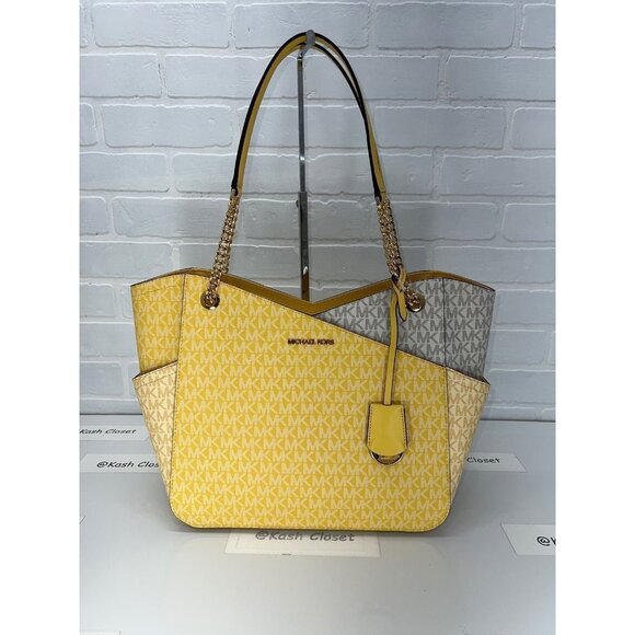 Michael Kors shoulder tote bag xchain large jet set MK signature daffodil Multi - Picture 1 of 12